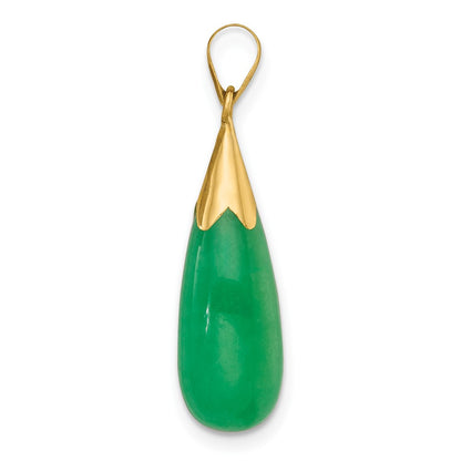 14K Yellow Gold Polished Jade Teardrop Pendant