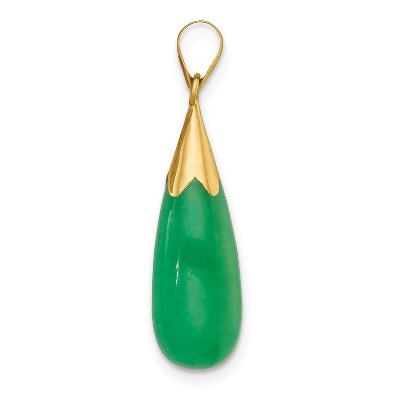 14K Yellow Gold Polished Jade Teardrop Pendant