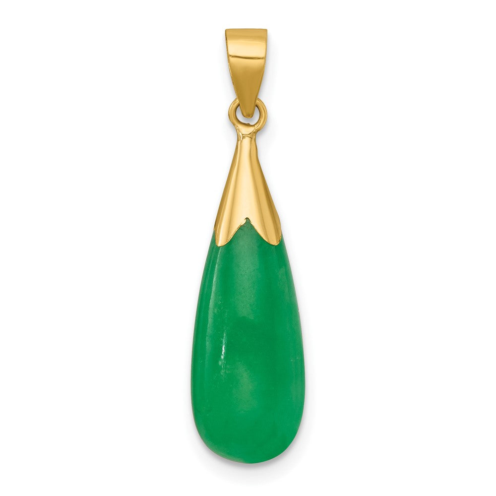 14K Yellow Gold Polished Jade Teardrop Pendant