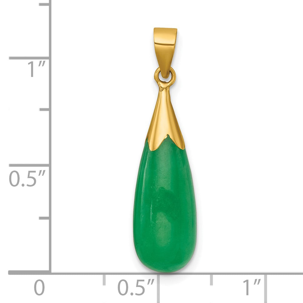 14K Yellow Gold Polished Jade Teardrop Pendant