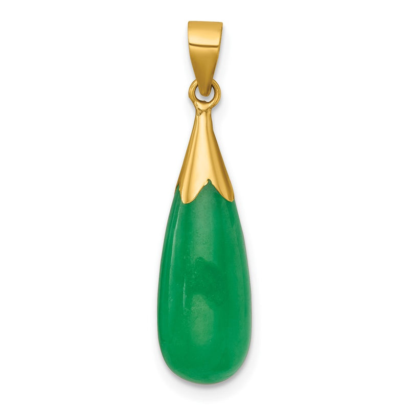 14K Yellow Gold Polished Jade Teardrop Pendant
