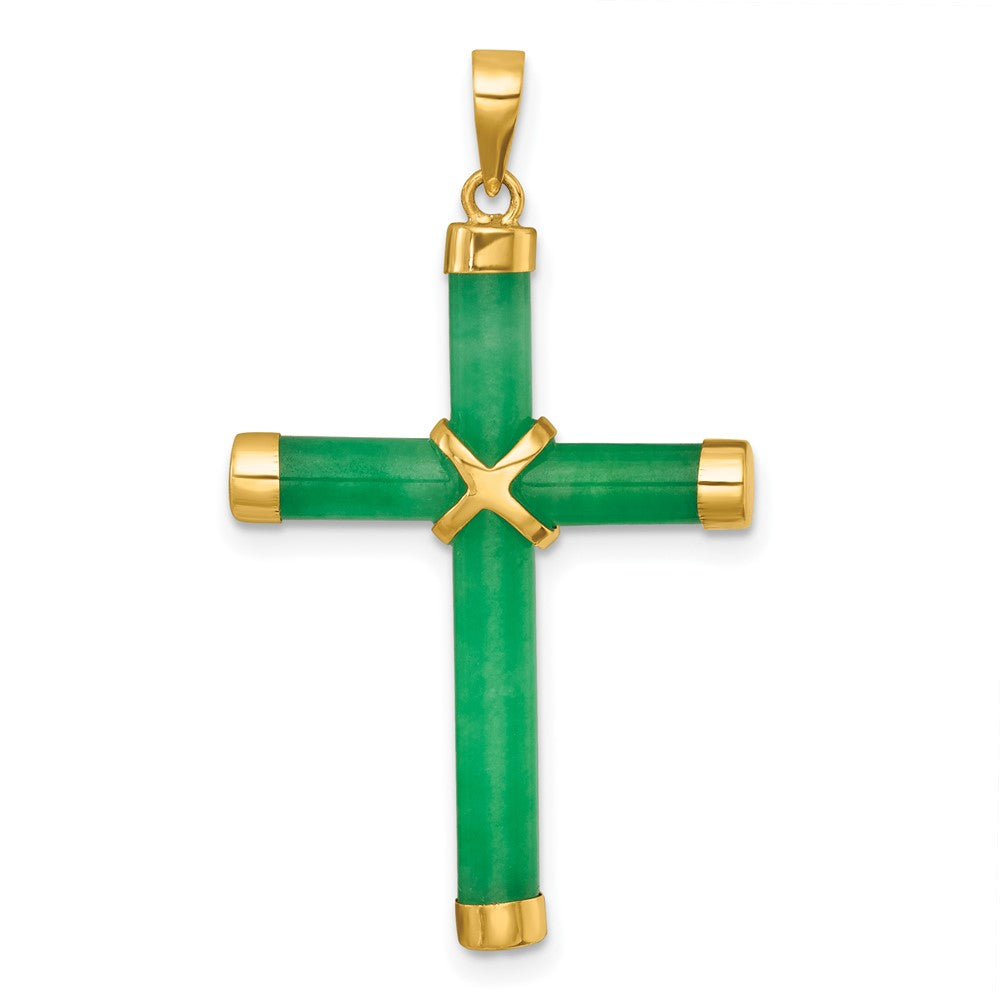 14K Yellow Gold Polished Jade X Cross Pendant