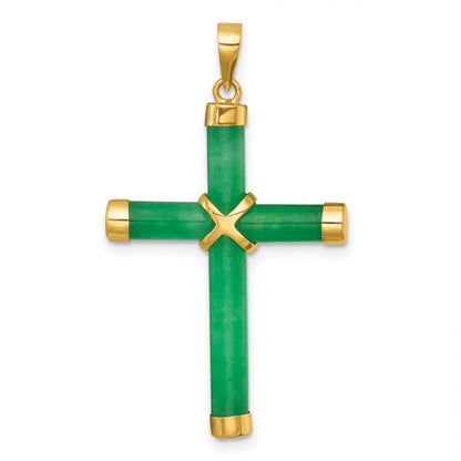 14K Yellow Gold Polished Jade X Cross Pendant