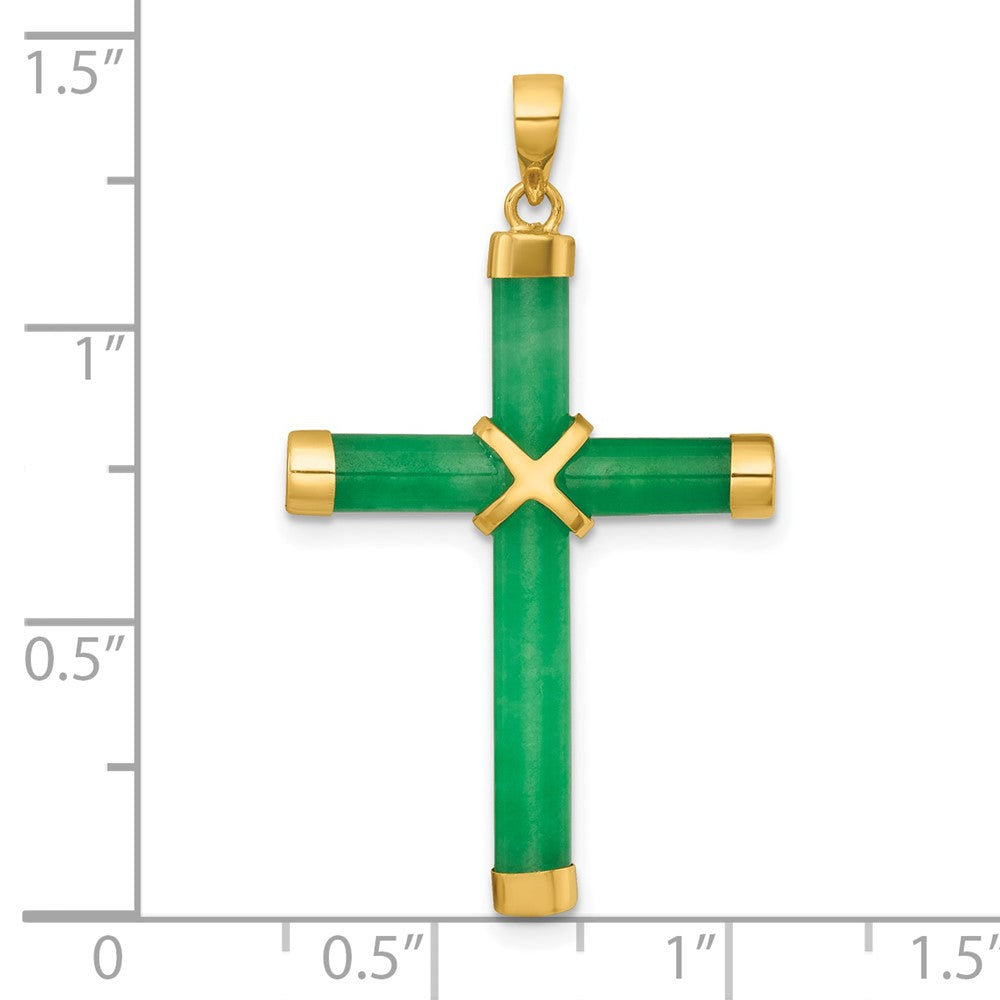 14K Yellow Gold Polished Jade X Cross Pendant