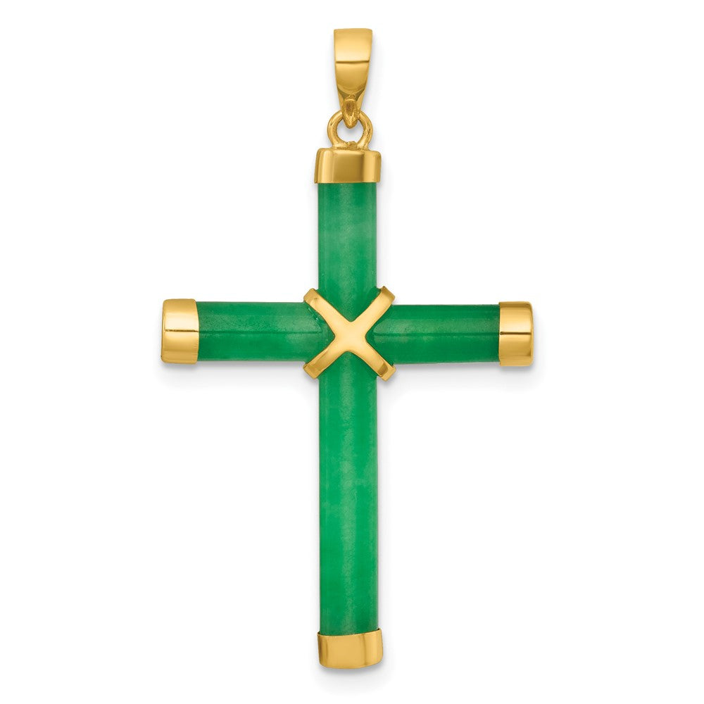 14K Yellow Gold Polished Jade X Cross Pendant