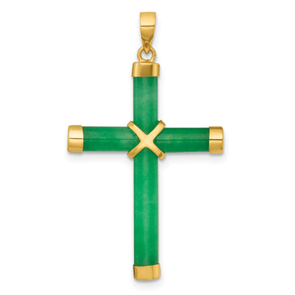 14K Yellow Gold Polished Jade X Cross Pendant