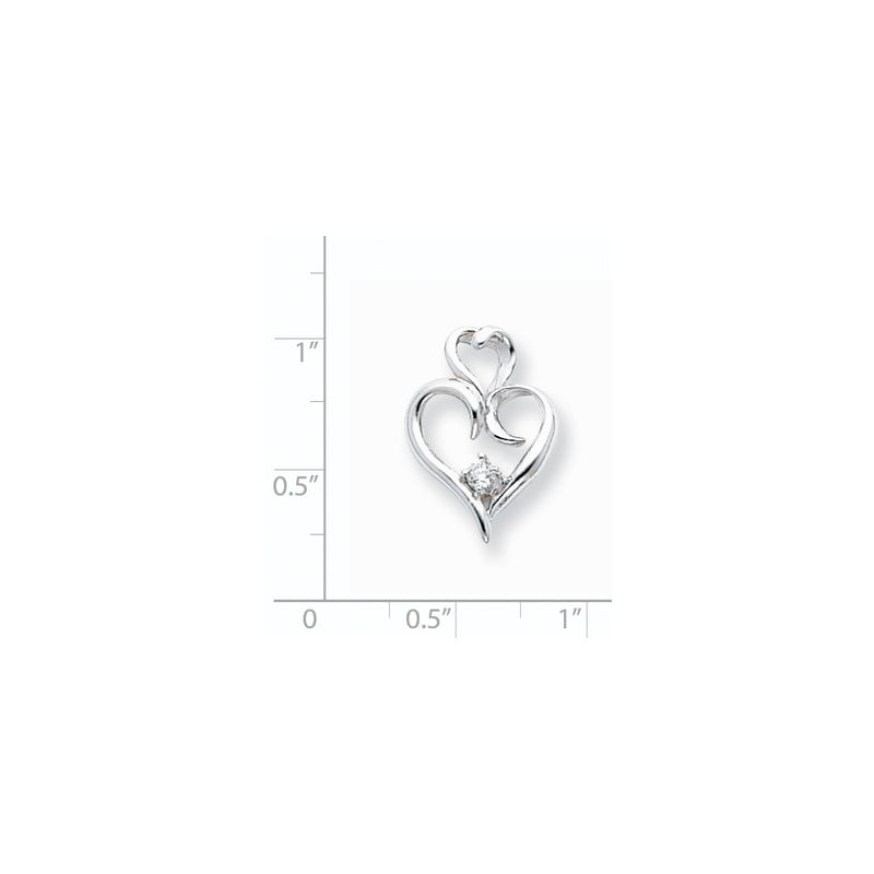 14k White Gold A Diamond heart pendant