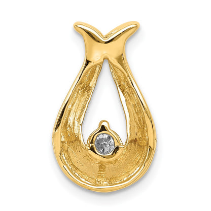 14K Yellow Gold 3.4mm A Diamond Teardrop Shape Chain Slide