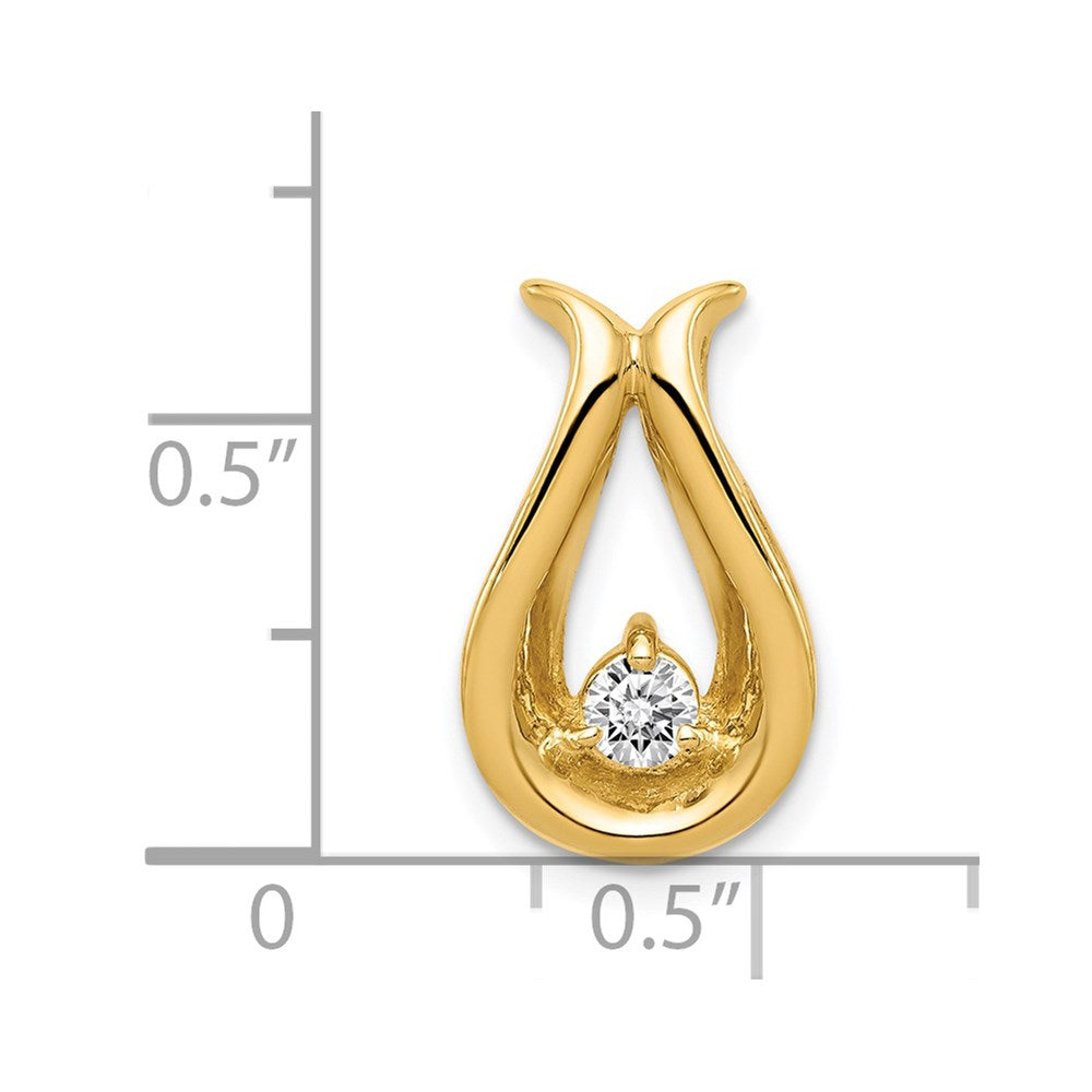 14K Yellow Gold 3.4mm Aaa Diamond Teardrop Shape Chain Slide