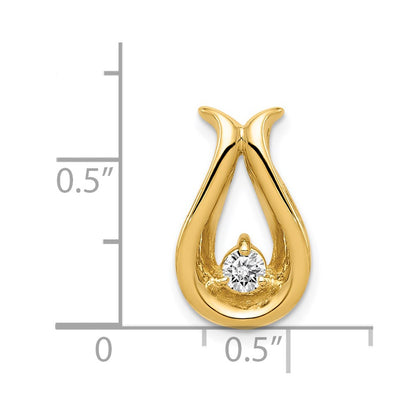 14K Yellow Gold 3.4mm Aaa Diamond Teardrop Shape Chain Slide