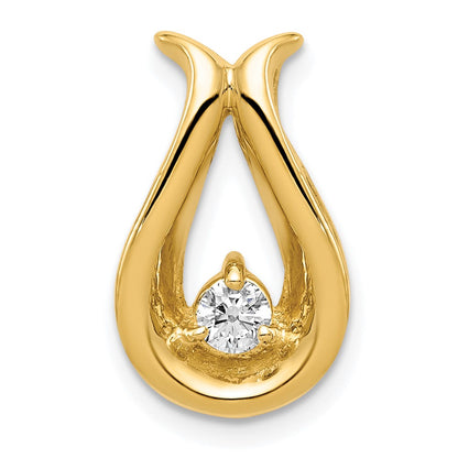 14K Yellow Gold 3.4mm Aaa Diamond Teardrop Shape Chain Slide