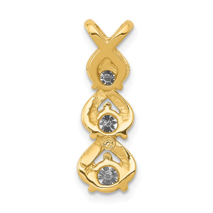 14k AA Diamond 3 Stone Criss Cross Chain Slide