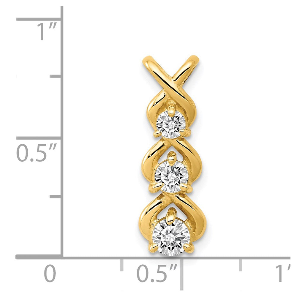 14k AA Diamond 3 Stone Criss Cross Chain Slide