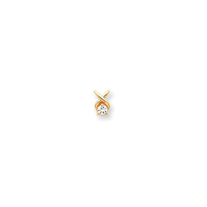 14K Yellow Gold AAA Real Diamond chain slide