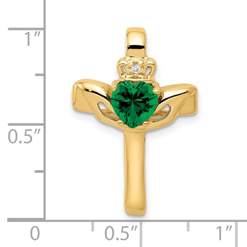 14k 6mm Claddagh Mount St. Helens Natural Diamond Cross Pendant
