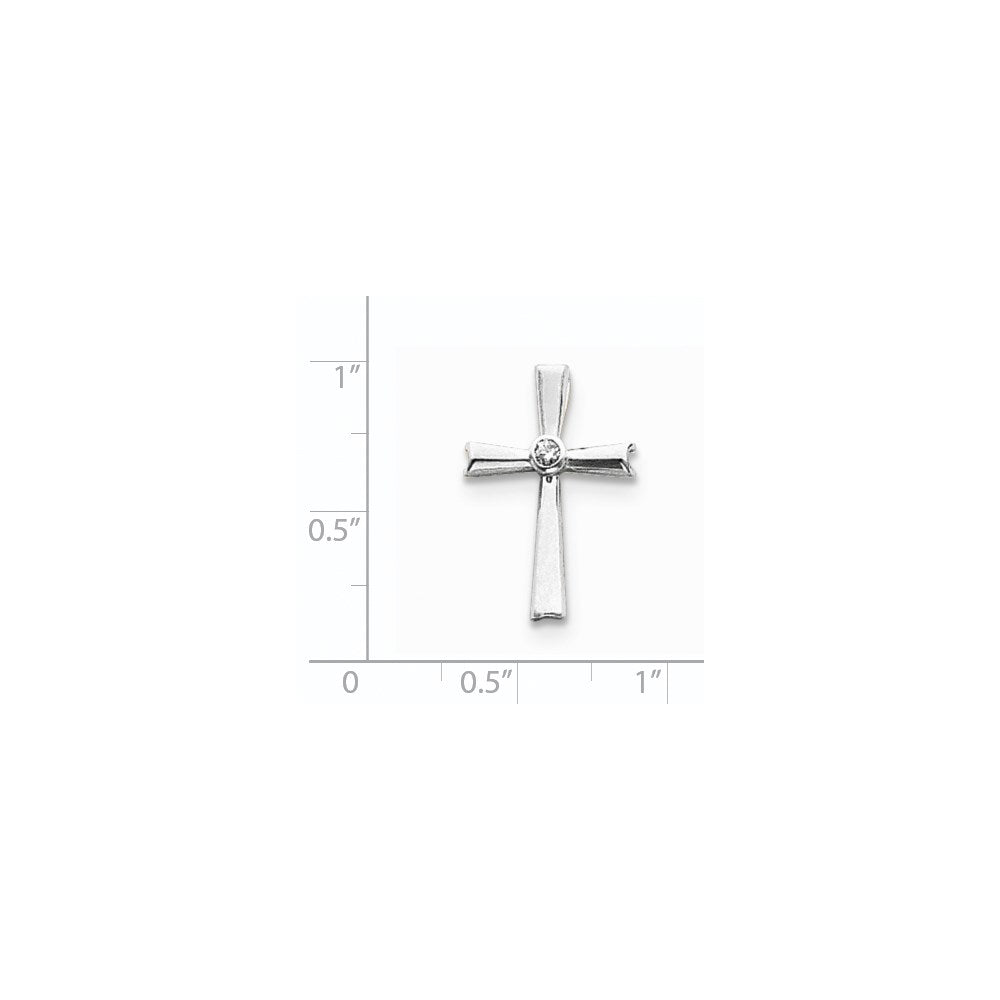 14k White Gold AA Diamond Cross Pendant
