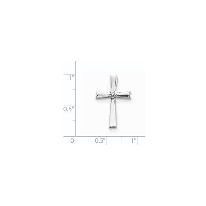 14k White Gold AA Diamond Cross Pendant