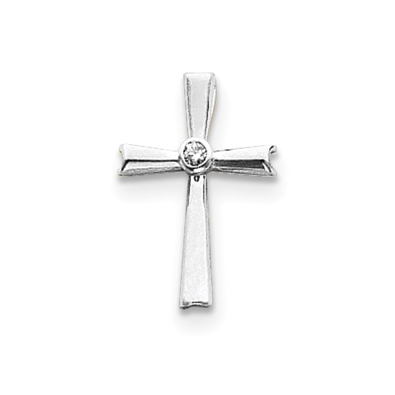14k White Gold AA Diamond Cross Pendant