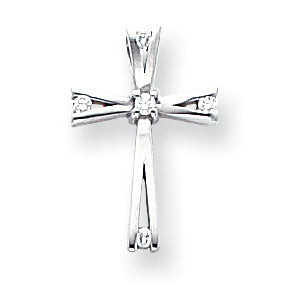 14k White Gold A Diamond cross pendant
