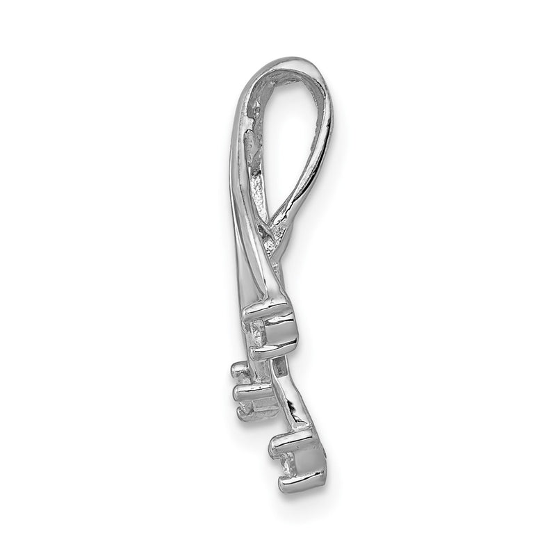 14k White Gold AA Diamond 3 1.6mm Stone Twisted Chain Slide