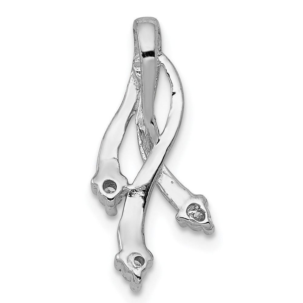 14k White Gold AA Diamond 3 1.6mm Stone Twisted Chain Slide