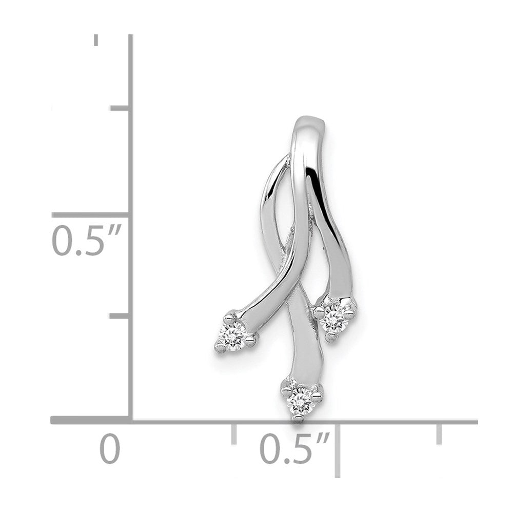 14k White Gold AAA Diamond 3 1.6mm Stone Twisted Chain Slide