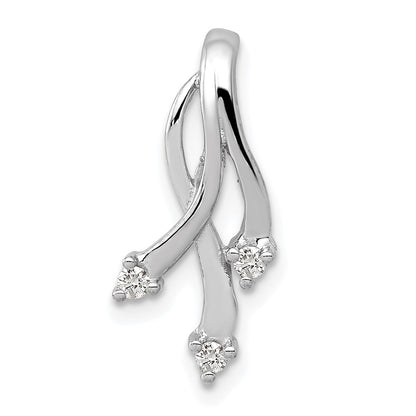 14k White Gold AAA Diamond 3 1.6mm Stone Twisted Chain Slide