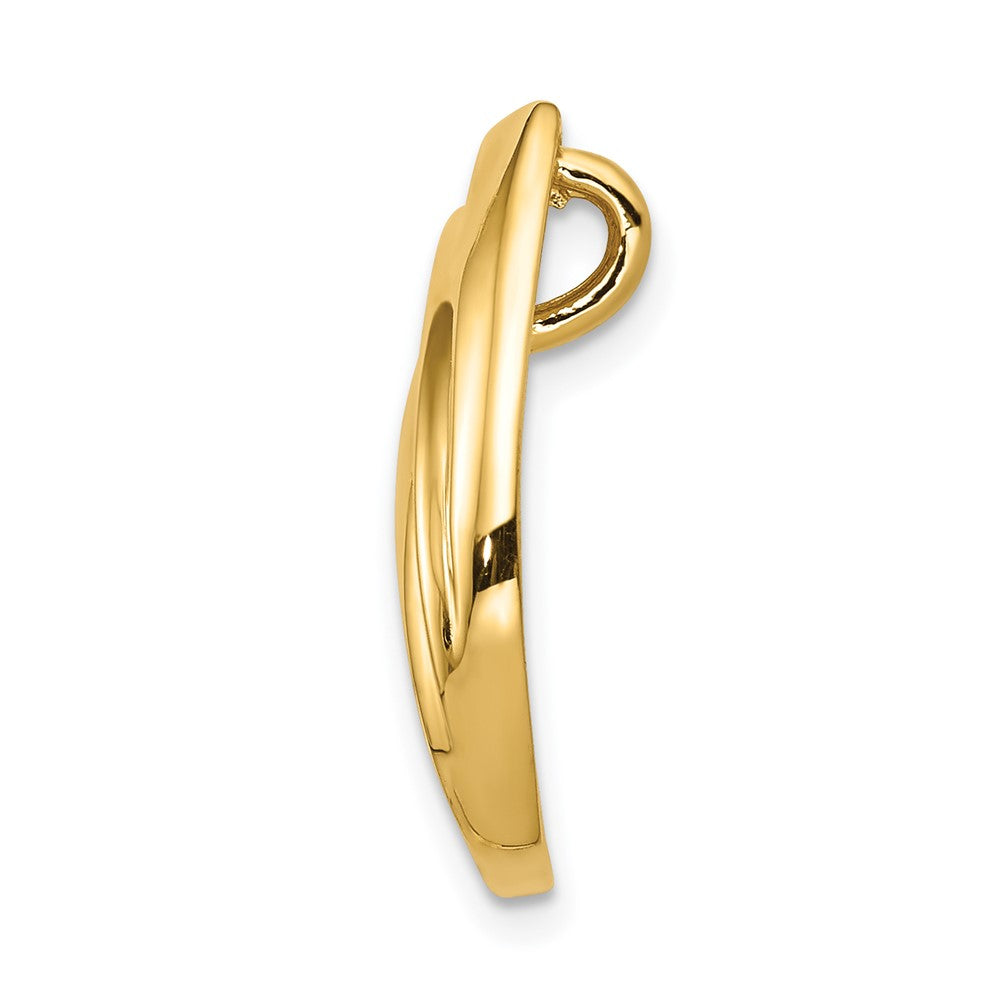 14K Yellow Gold 1.4mm AA Real Diamond Fancy Teardrop Chain Slide