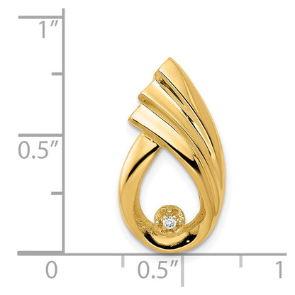 14K Yellow Gold 1.4mm AA Real Diamond Fancy Teardrop Chain Slide