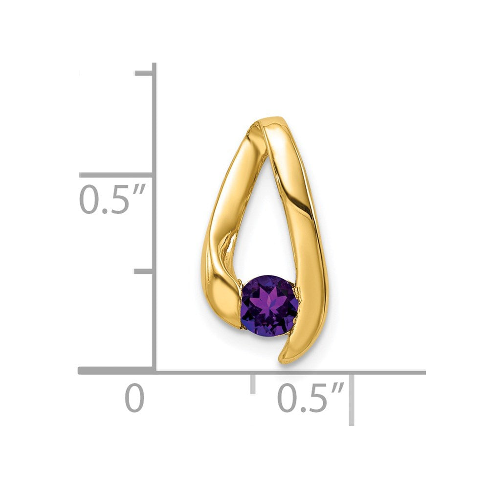 14K Yellow Gold 4mm Amethyst Pendant
