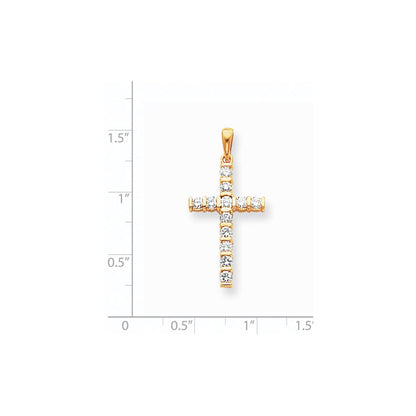14k AA Diamond Latin Cross Pendant