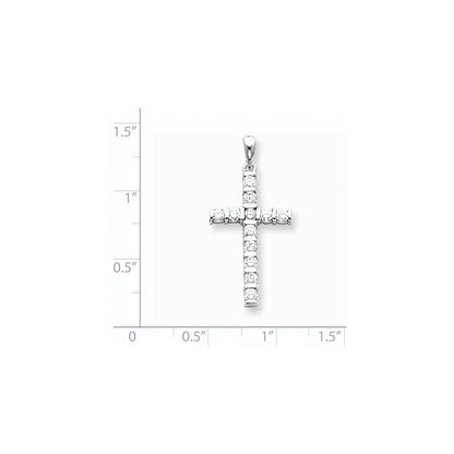 14k White Gold AAA Diamond cross pendant