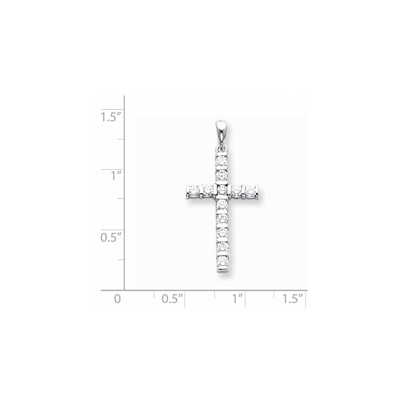 14k White Gold AAA Diamond cross pendant
