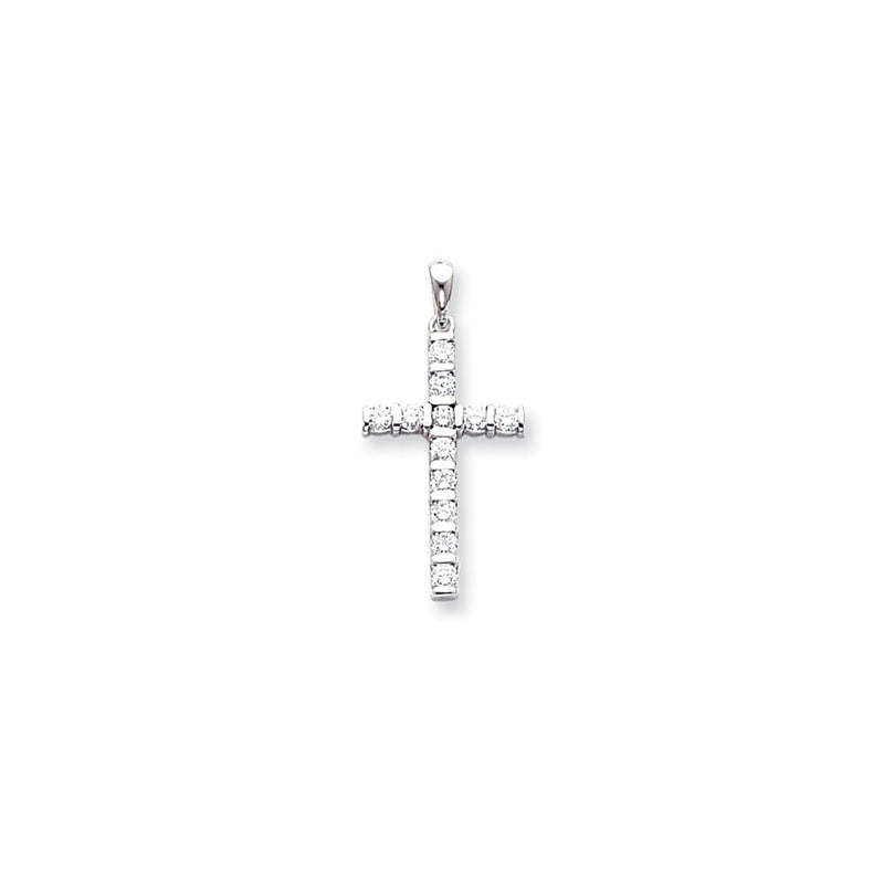 14k White Gold A Diamond cross pendant