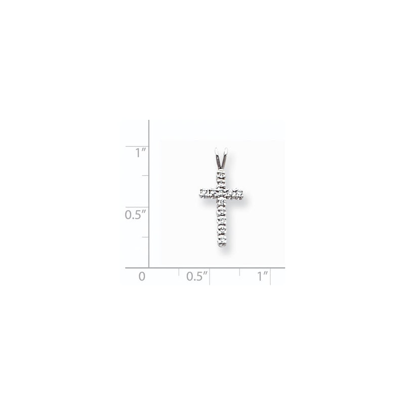 14k White Gold AAA Diamond cross pendant