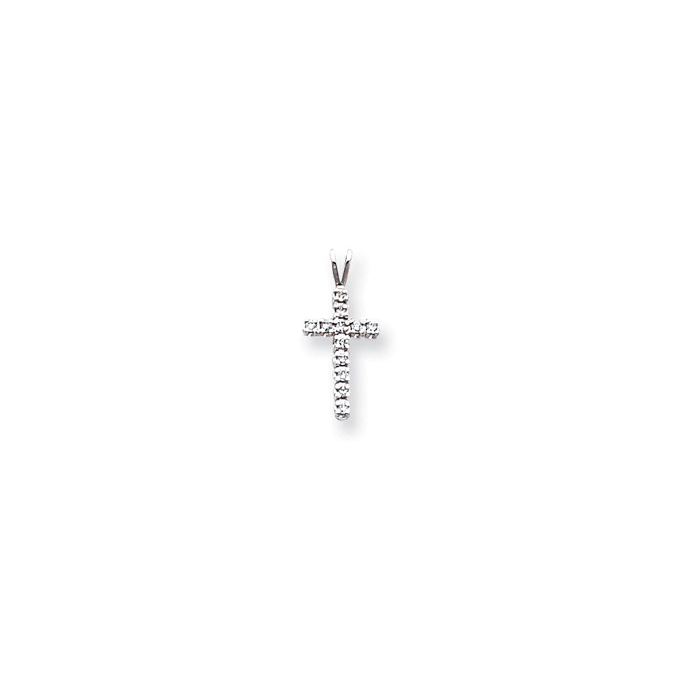 14k White Gold AA Diamond Cross Pendant