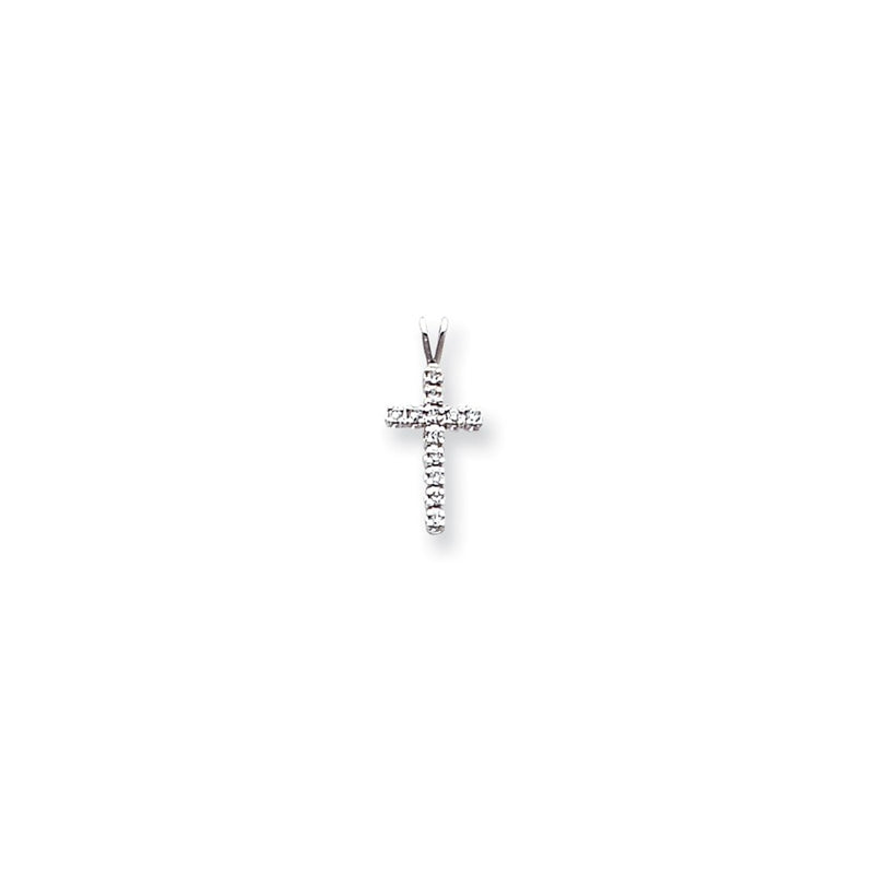14k White Gold AAA Diamond cross pendant