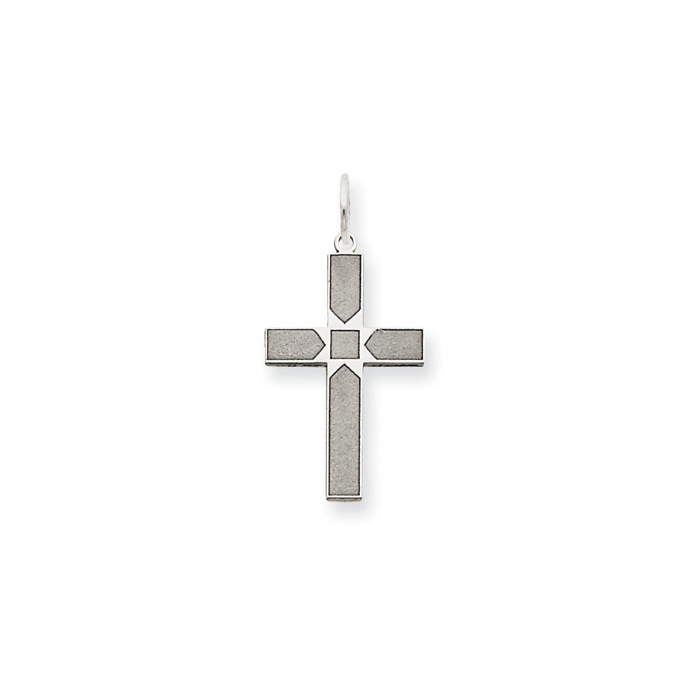 14k White Gold 14K White Gold Laser Designed Cross Pendant