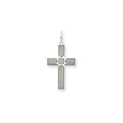 14k White Gold 14K White Gold Laser Designed Cross Pendant