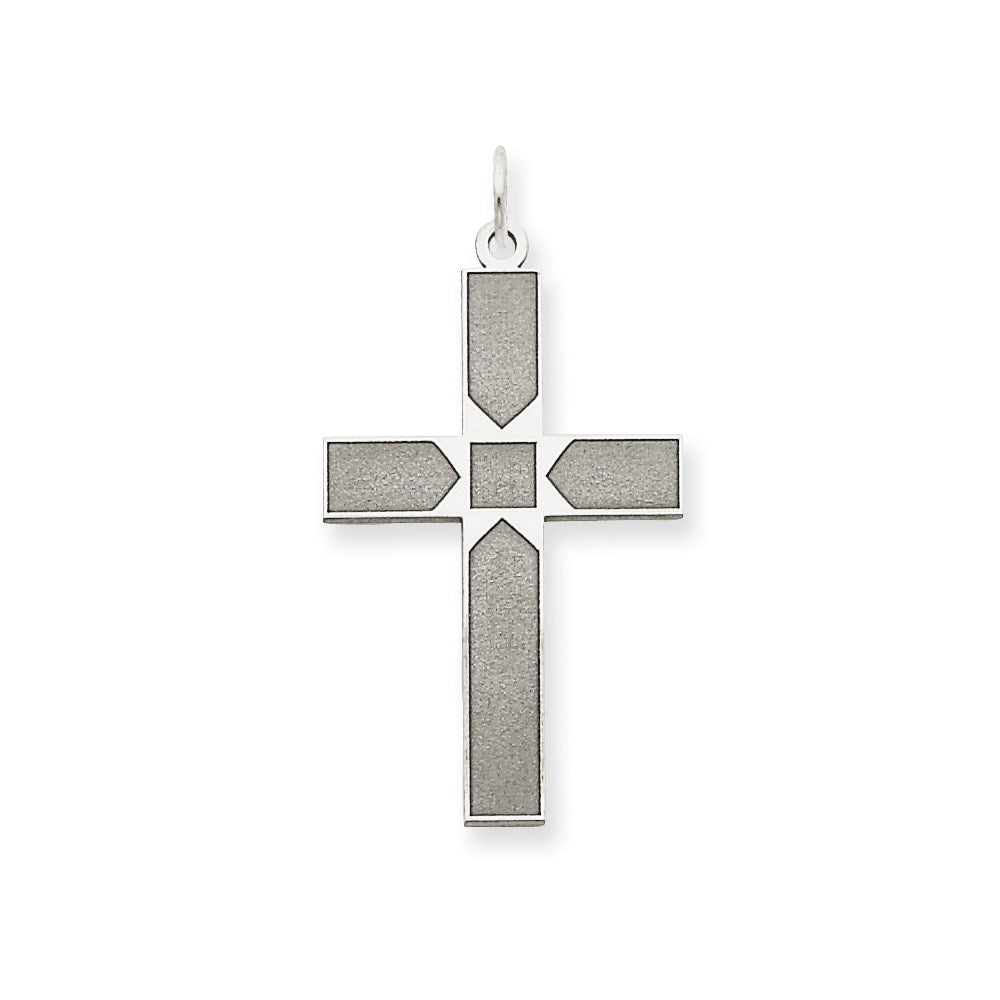 14k White Gold 14K White Gold Laser Designed Cross Pendant