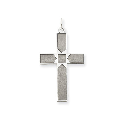 14k White Gold 14K White Gold Laser Designed Cross Pendant