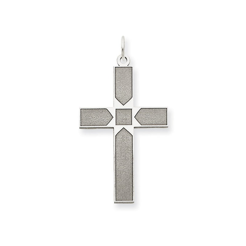 14k White Gold 14K White Gold Laser Designed Cross Pendant