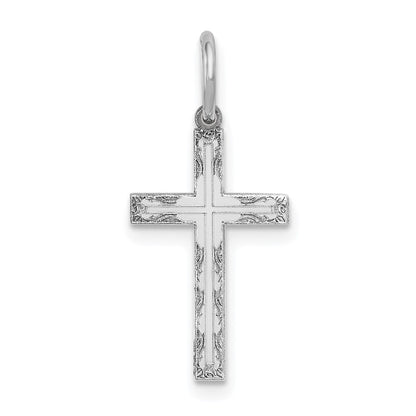 14k White Gold 14K White Gold Laser Designed Cross Charm