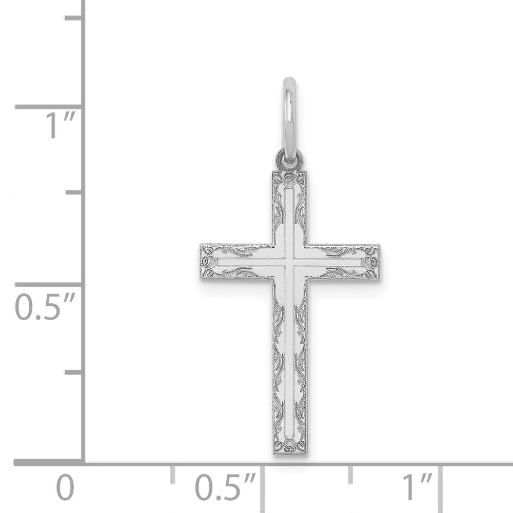 14k White Gold 14K White Gold Laser Designed Cross Pendant