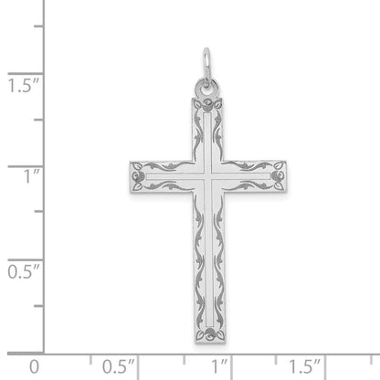 14k White Gold 14K White Gold Laser Designed Cross Pendant