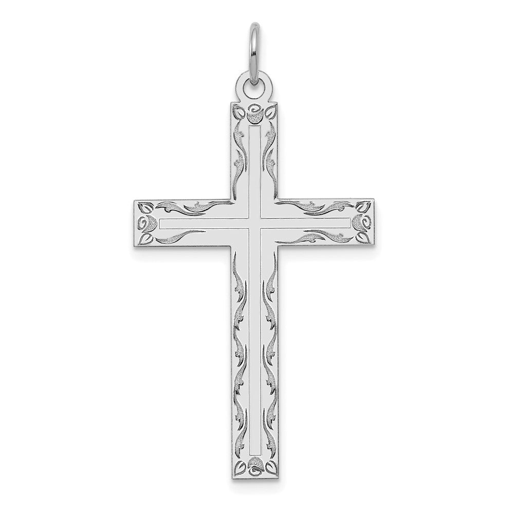 14k White Gold 14K White Gold Laser Designed Cross Pendant