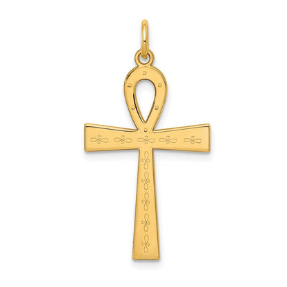 14k Yellow Gold 14K Laser Designed Ankh Cross Pendant