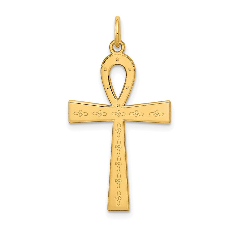 14k Yellow Gold 14K Laser Designed Ankh Cross Pendant