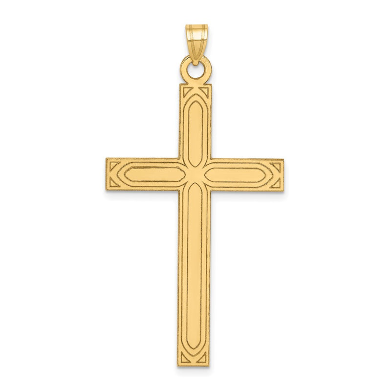 14k Yellow Gold 14k Solid Laser Etched Cross Pendant