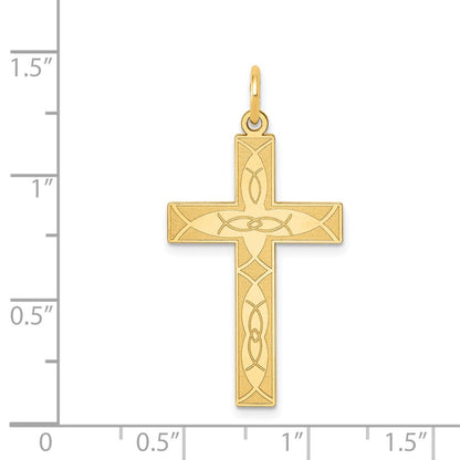 14k Yellow Gold 14K Laser Designed Ichthus Cross Pendant